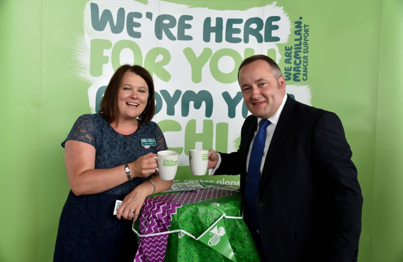 Clwyd West AM Darren Millar supporting  Macmillan Cancer Support’s World’s Biggest Coffee Morning