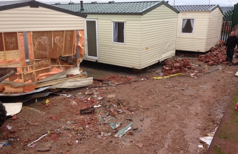 Caravan damage at Golden Sands, Kinmel Bay