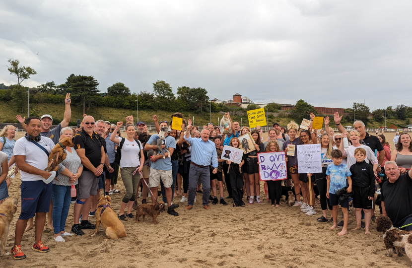 Residents turn out in force to protest beach dog ban