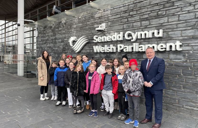 Denbighshire school children welcomed to the Senedd  