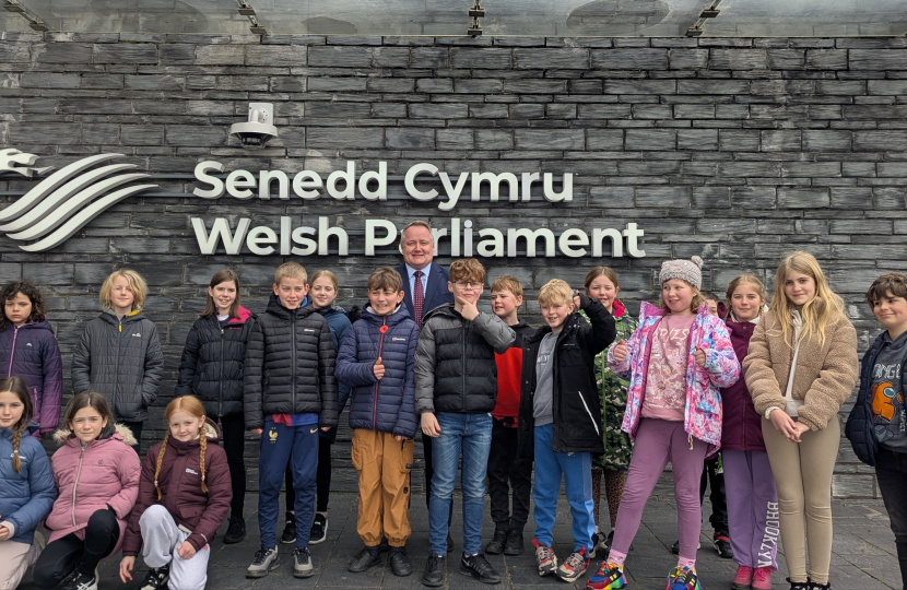 Denbighshire school children welcomed to the Senedd  