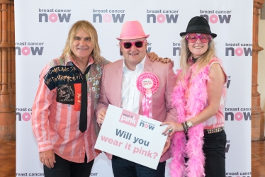 AM poses in pink to support Breast Cancer Now’s vital research