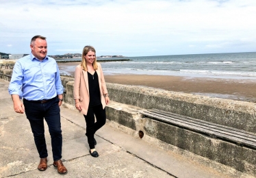 Clwyd West AM Darren Millar visits Old Colwyn flood defences with Minister.