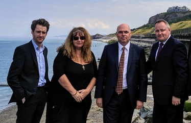 Cllr Sam Rowlands, Cllr Cheryl Carlise, Paul Davies AM and Darren Millar AM at Old Colwyn’s sea defences