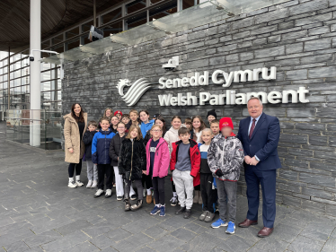 Denbighshire school children welcomed to the Senedd  